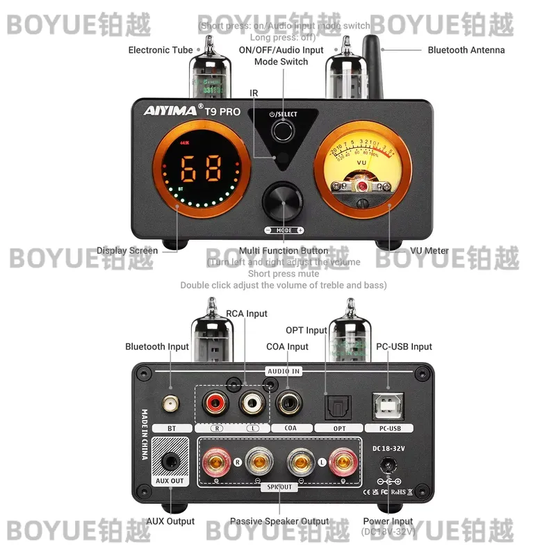 Amplificateur à tubes AIYIMA T - Dac Usb Coaxial Optical Bluetooth avis et prix